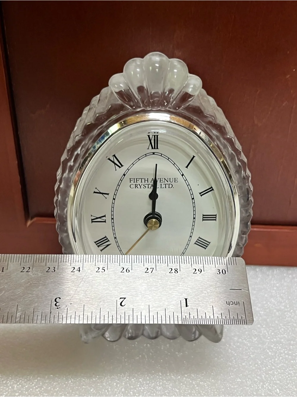 Vintage Fifth Avenue Crystal Clear Quartz Desk Clock